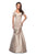 La Femme - 26947 Short Sleeve Pleat-Textured Trumpet Gown In Neutral