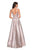 La Femme - 27619 Metallic A-Line High Slit Gown In Pink
