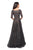 La Femme - 27016 Sequined Bateau A-line Dress In Gray