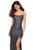 La Femme - 27272 Sequined Straight-Across High Slit Gown In Gray and Silver