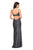 La Femme - 27272 Sequined Straight-Across High Slit Gown In Gray and Silver