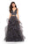 La Femme - 27445 Two-Piece Plunging Beaded Bodice Tiered Gown In Gray