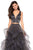 La Femme - 27445 Two-Piece Plunging Beaded Bodice Tiered Gown In Gray