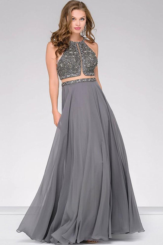 Embellished Open Back Chiffon Dress 46676