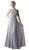Cinderella Divine - 1001 Beaded Belt Sleeveless V Neck Chiffon Empire Waist Dress In Silver