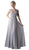 Cinderella Divine - Embellished Surplice Pleated V-neck A-line Dress in Silver