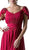 Embellished Ruched Wide V-neck A-line Dress