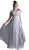 Embellished Ruched Wide V-neck A-line Dress