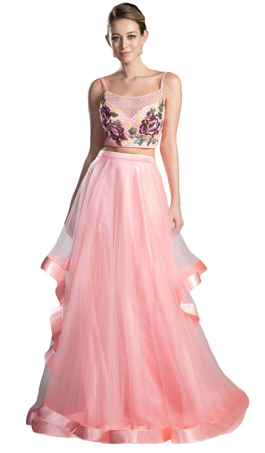 Cinderella Divine - Two Piece Embroidered Tulle Evening Dress