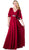 Split Butterfly Sleeve Brooch Ornate Long Formal Gown