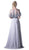 Cinderella Divine - Bead Embroidered Cape A-line Dress in Gray