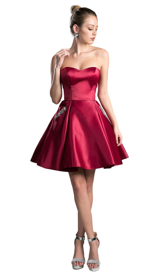 Cinderella Divine - Bead Accented Sweetheart Pleated A-line Dress