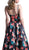 Cinderella Divine - Floral Sweetheart Pleated Evening Gown in Black