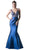 Cinderella Divine 13108 Plunging V-Neck Embellished Mermaid Gown In Teal
