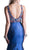 Cinderella Divine - Deep V-neck Embellished Mermaid Evening Gown in Blue