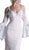 Cinderella Divine - Embellished Lace Long Bell Sleeve Sheath Dress in White