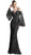 Cinderella Divine - Embellished Lace Long Bell Sleeve Sheath Dress in Black