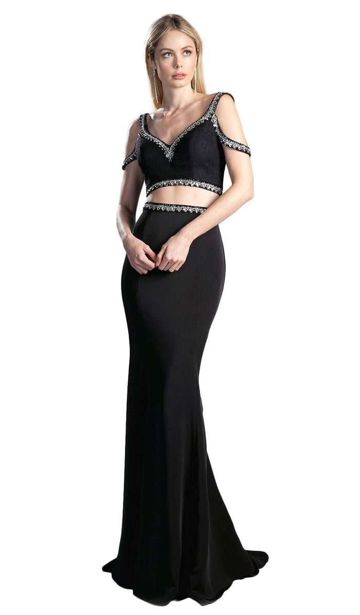 Bejeweled Two Piece V-neck Fitted Dress