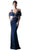 Cinderella Divine - Beaded Cold Shoulder Sheath Evening Gown
