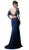 Cinderella Divine - Beaded Cold Shoulder Sheath Evening Gown