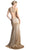 Illusion Jewel Neck Shimmer Fabric Fitted Dress