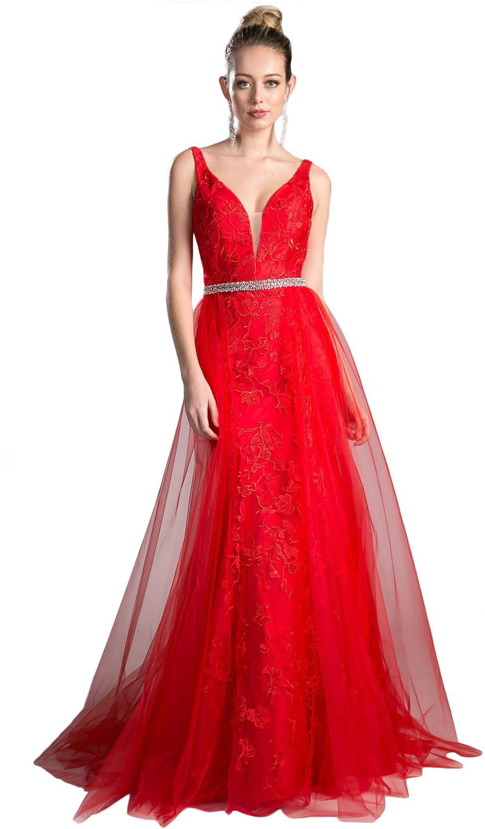 Lace Appliqued Mermaid Dress with Overlay