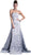 Cinderella Divine - Strapless Straight Neck Floral Print Evening Gown