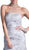 Cinderella Divine - Strapless Straight Neck Floral Print Evening Gown