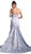 Cinderella Divine - Strapless Straight Neck Floral Print Evening Gown