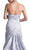 Cinderella Divine - Strapless Straight Neck Floral Print Evening Gown
