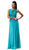 Cinderella Divine - Lace Bateau Neck Chiffon A-line Dress in Blue