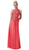 Cinderella Divine - Lace Bateau Neck Chiffon A-line Dress in Orange