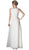 Cinderella Divine - Lace Bateau Neck Chiffon A-line Dress in White