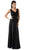 Cinderella Divine - 1455 Sequin-Ornate Lace Peplum Detailed Long Formal Dress in Black