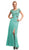 Cinderella Divine - Bedazzled Illusion Bateau Sheath Dress in Green