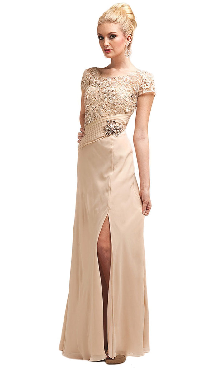 Bedazzled Illusion Bateau Sheath Dress
