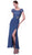 Cinderella Divine - Bedazzled Illusion Bateau Sheath Dress in Blue