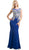 Cap Sleeve Illusion Bateau Metallic Lace Evening Gown