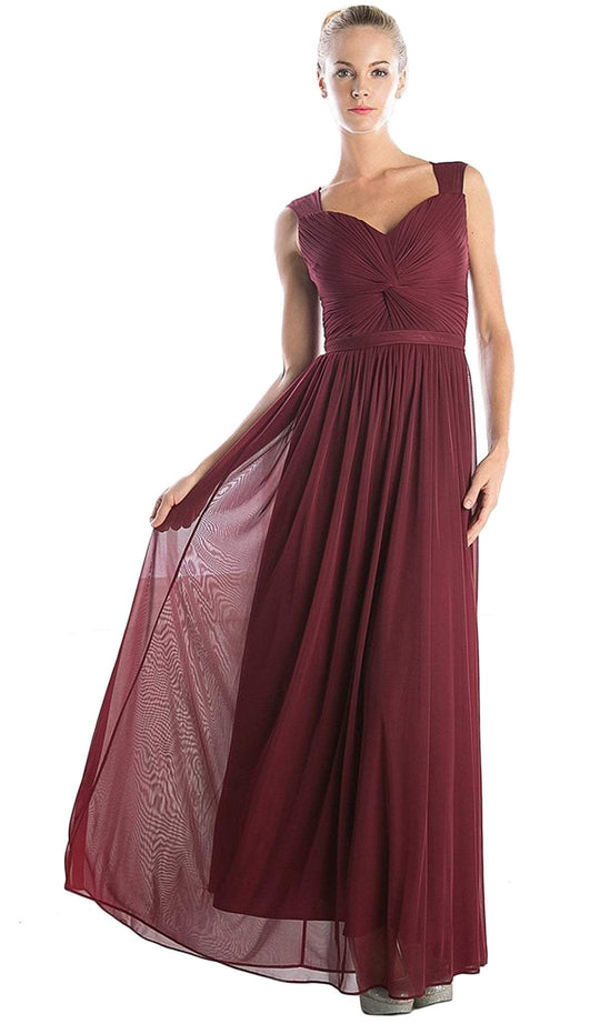 Cinderella Divine - Sleeveless Twisted Front Bodice Chiffon Long Formal Dress