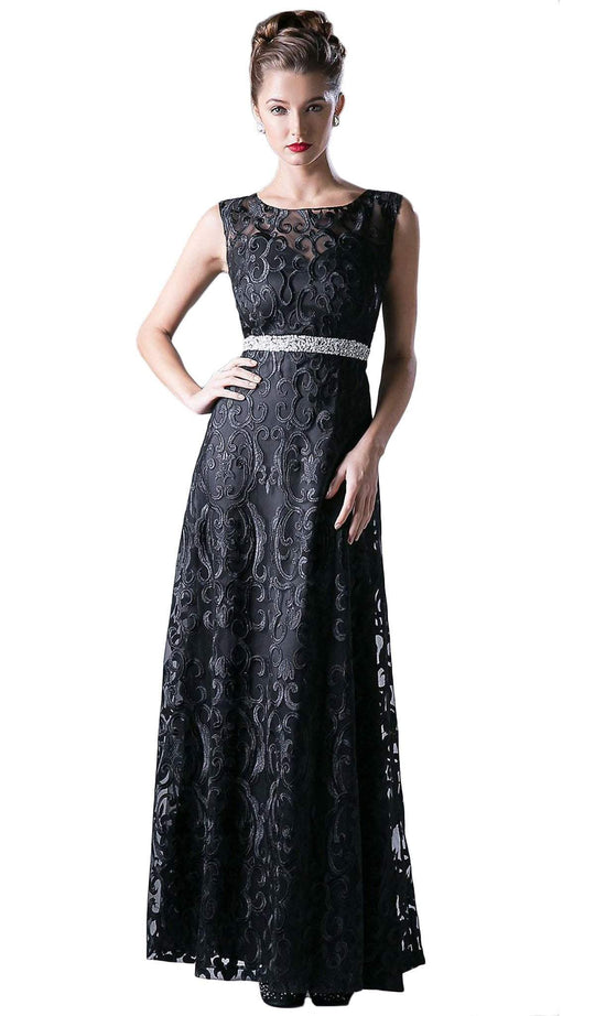 Bateau Neck Sleeveless A-line Lace Evening Dress