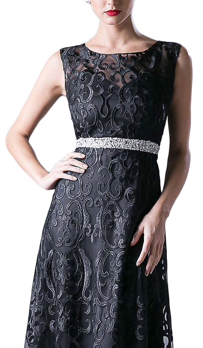 Bateau Neck Sleeveless A-line Lace Evening Dress