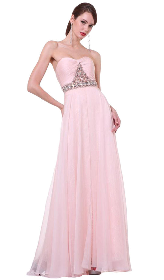 Strapless Bejeweled Chiffon A-line Gown