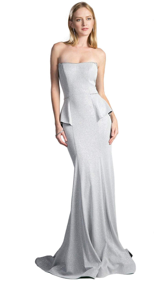 Cinderella Divine - Strapless Straight Neck Jersey Sheath Dress