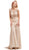 Cinderella Divine - Floral Embroidered Cap Sleeves Trumpet Dress in Nude