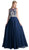 Cinderella Divine - Sleeveless Illusion Metallic Appliqued A-Line Gown