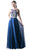 Cinderella Divine - Sleeveless Illusion Metallic Appliqued A-Line Gown