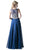 Cinderella Divine - Sleeveless Illusion Metallic Appliqued A-Line Gown