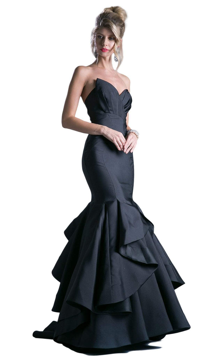 Pleated Modified Sweetheart Ruffled Mermaid Dress
