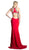 Sleeveless Bedazzled Halter Neck Sheath Dress