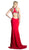 Cinderella Divine - Sleeveless Bedazzled Halter Neck Sheath Dress